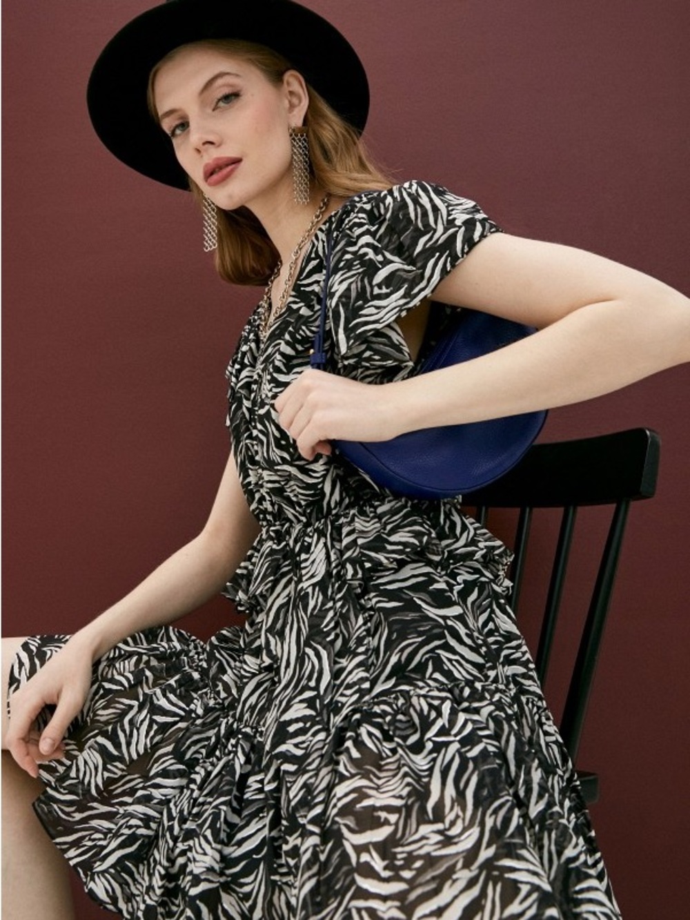 The Kooples Zebra Print Black and White Short Sleeved Dress - NWT!